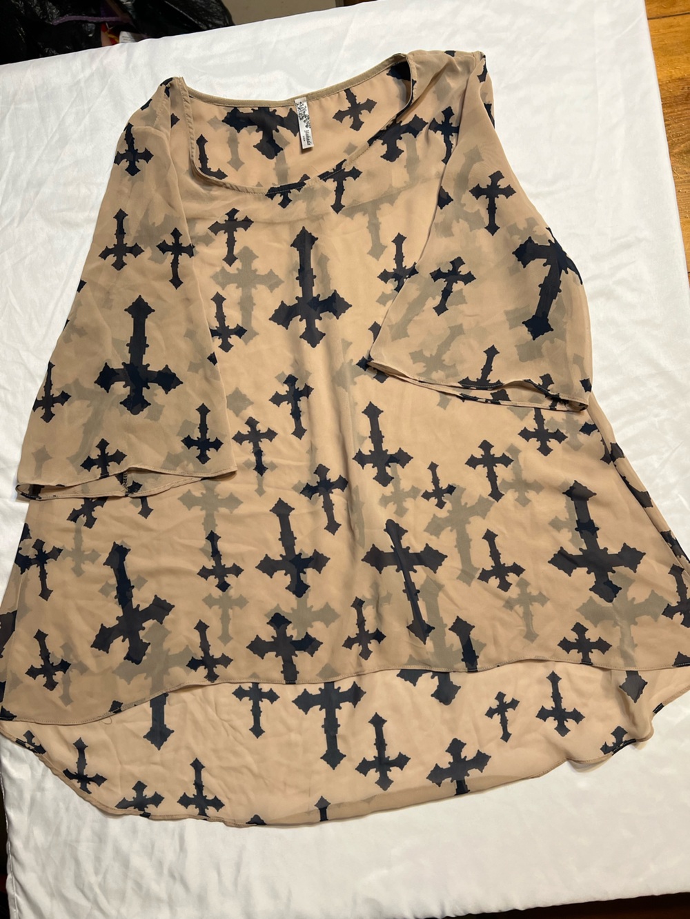 Yahada Tan and Black Printed Blouse